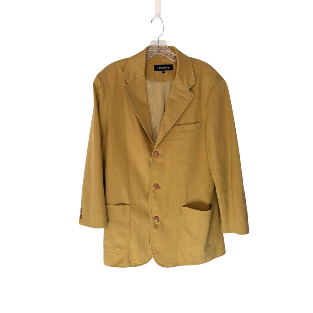 J. Peterman Blazer Men's Tan Khaki Office Work Career Sport Coat Size 38‎